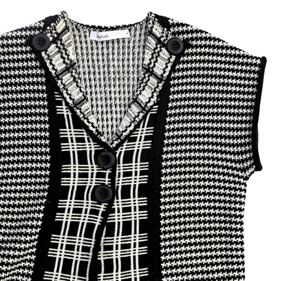 Skovhuus Merino Wool Blend Sweater Cardigan – Black & White Knit, Size Small - Picture 3 of 7